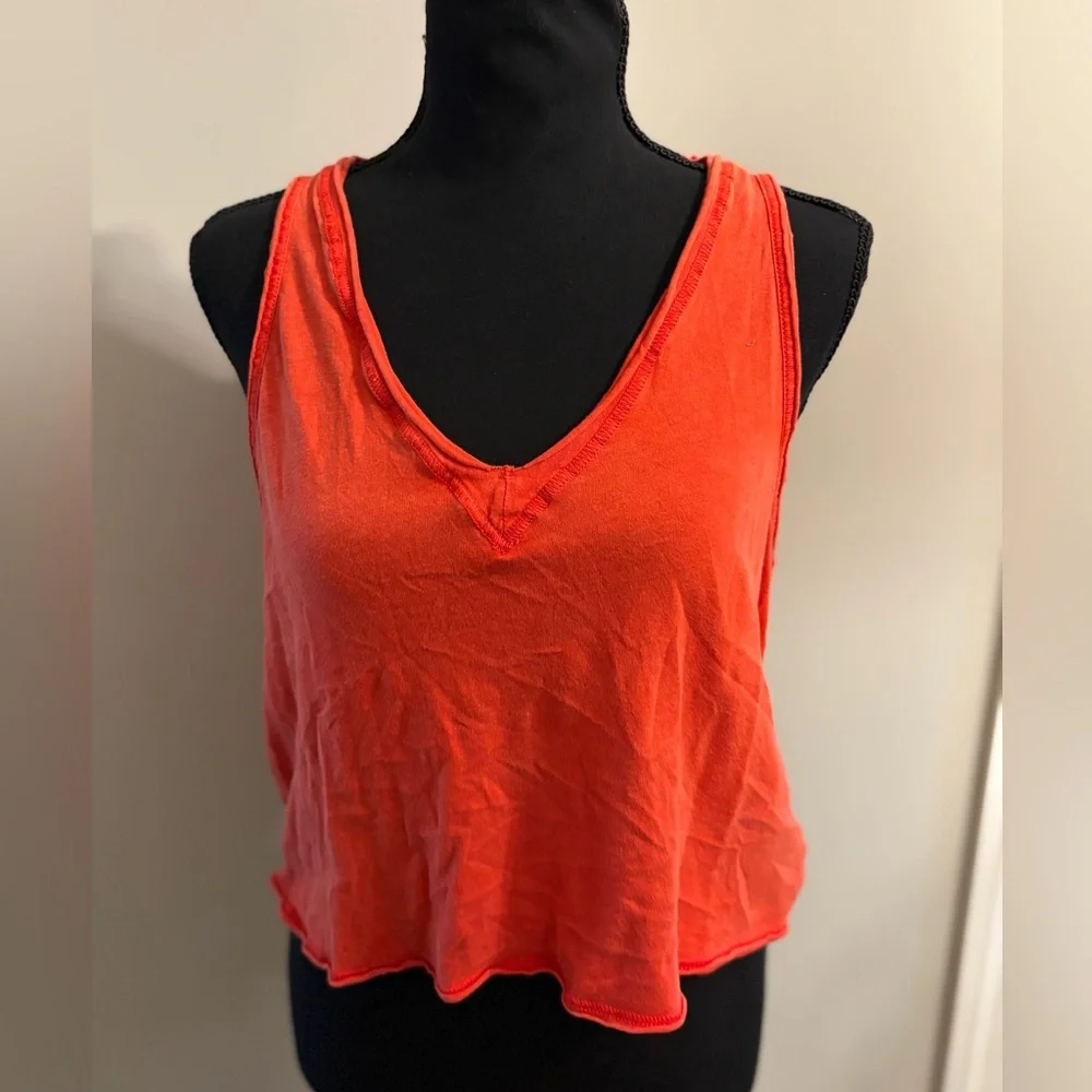 Free People Orange Sleeveless Crop Tank Top - Picture 1 of 8